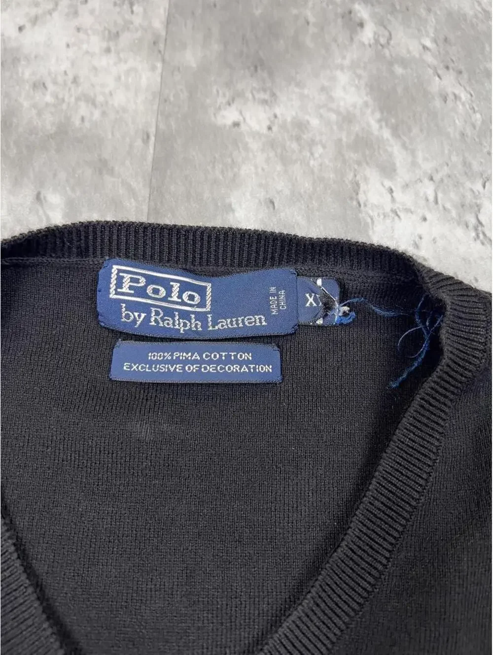 Polo Ralph Lauren Pima Cotton V-Neck Sweater Black Quiet Luxury Purple Pony
